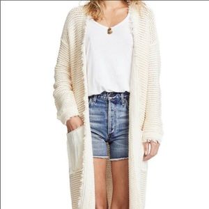 Free People Cream Knit Duster